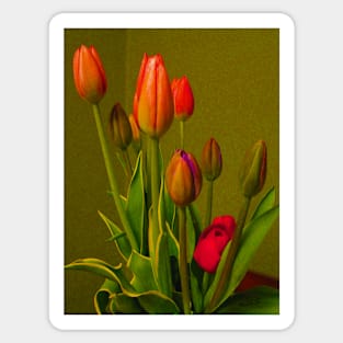 Tulips Against Green Sticker